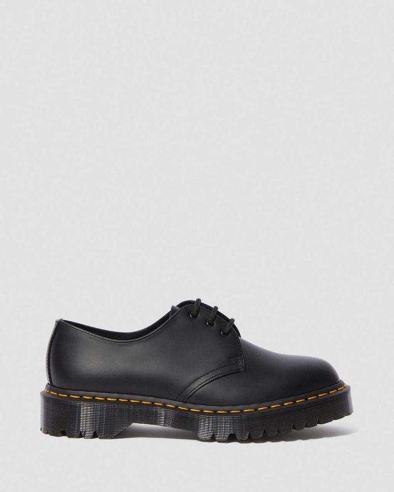 Black Dr Martens 1461 Bex Smooth Leather Oxford Shoes (Smooth Leather) Platforms | ZX28-V1ML