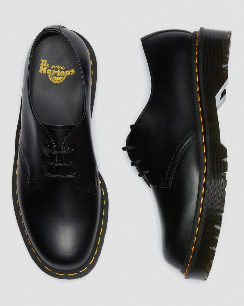 Black Dr Martens 1461 Bex Smooth Leather Oxford Shoes (Smooth Leather) Platforms | ZX28-V1ML