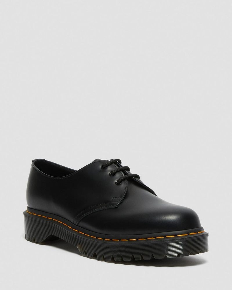 Black Dr Martens 1461 Bex Smooth Leather Oxford Shoes (Smooth Leather) Platforms | ZX28-V1ML