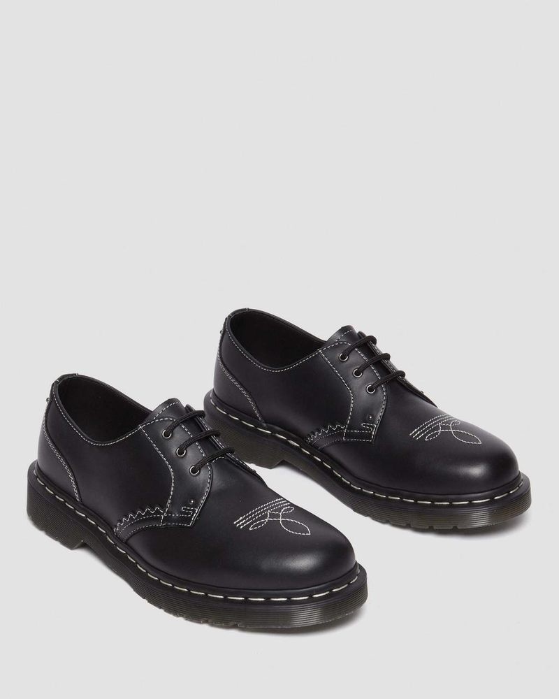 Black Dr Martens 1461 Gothic Americana Leather Oxford Shoes (Wanama) Shoes | QI94-S5XA