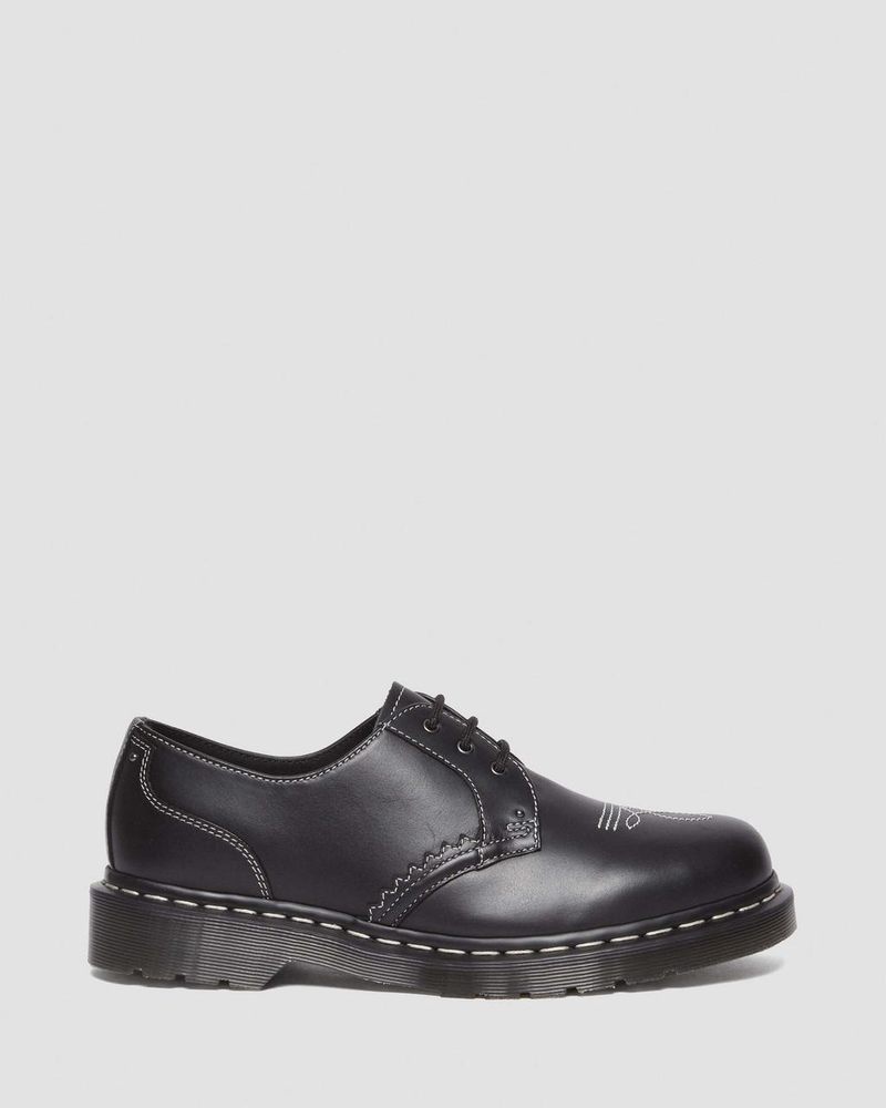 Black Dr Martens 1461 Gothic Americana Leather Oxford Shoes (Wanama) Shoes | QI94-S5XA