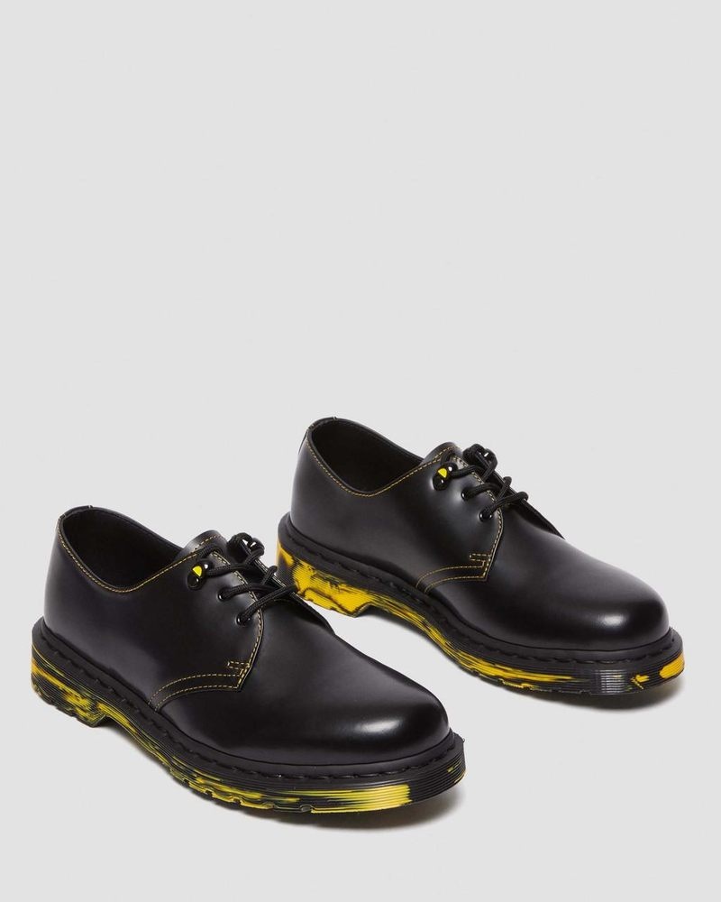 Black Dr Martens 1461 Marbled Sole Leather Oxford Shoes (Smooth Leather) Shoes | DW05-C9JW