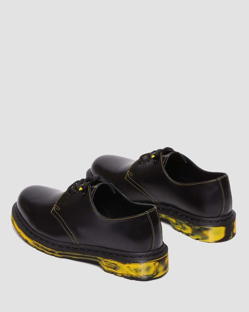 Black Dr Martens 1461 Marbled Sole Leather Oxford Shoes (Smooth Leather) Shoes | DW05-C9JW