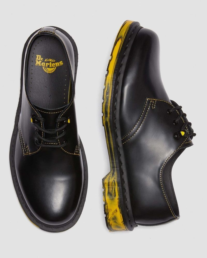 Black Dr Martens 1461 Marbled Sole Leather Oxford Shoes (Smooth Leather) Shoes | DW05-C9JW