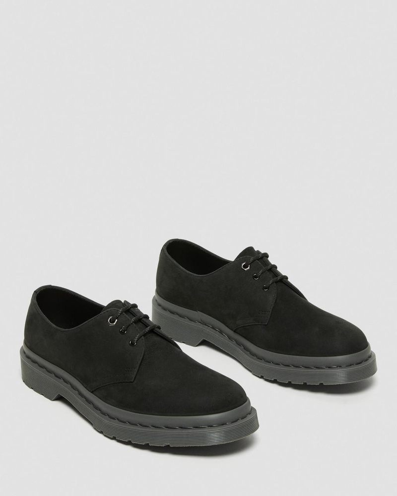 Black Dr Martens 1461 Mono Milled Nubuck Leather Oxford Shoes (Milled Nubuck Wp) Shoes | ZD58-N1ZI