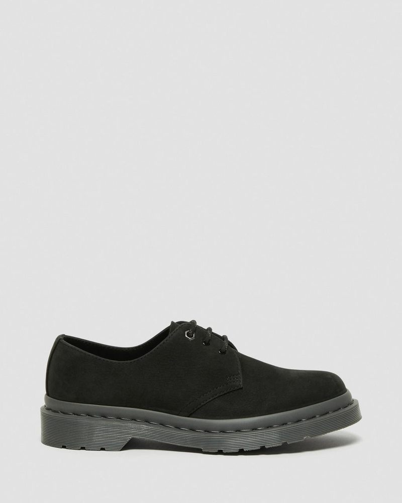 Black Dr Martens 1461 Mono Milled Nubuck Leather Oxford Shoes (Milled Nubuck Wp) Shoes | ZD58-N1ZI