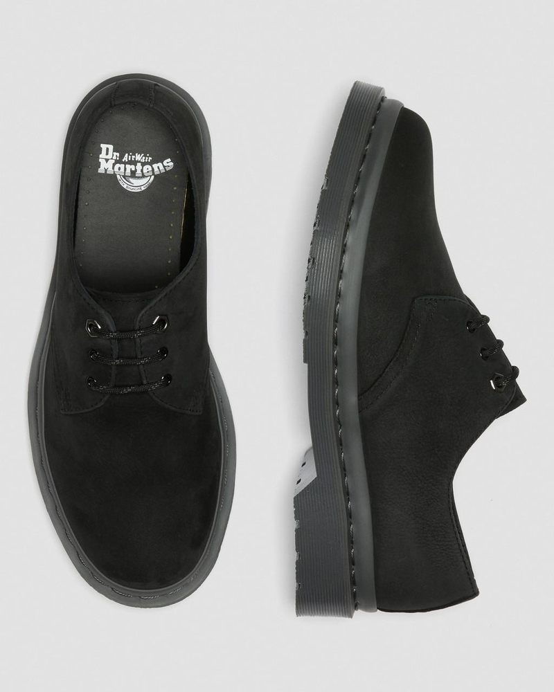 Black Dr Martens 1461 Mono Milled Nubuck Leather Oxford Shoes (Milled Nubuck Wp) Shoes | ZD58-N1ZI