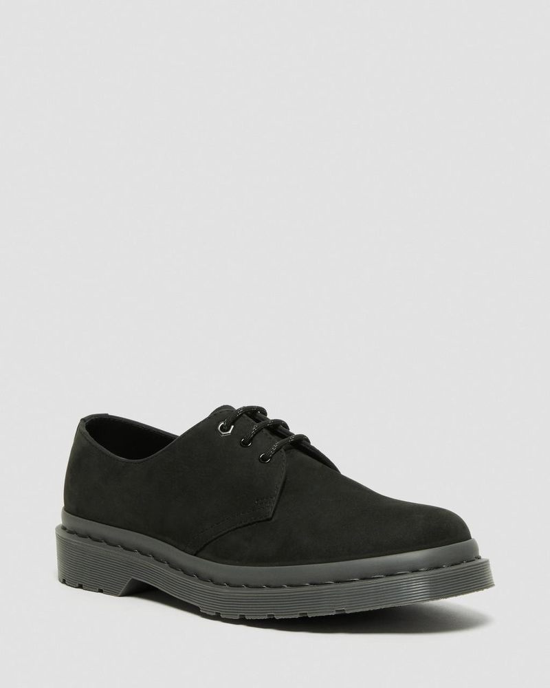 Black Dr Martens 1461 Mono Milled Nubuck Leather Oxford Shoes (Milled Nubuck Wp) Shoes | ZD58-N1ZI