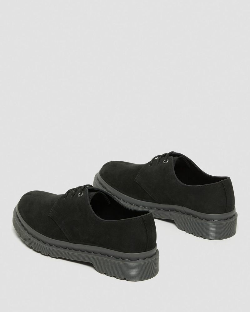 Black Dr Martens 1461 Mono Milled Nubuck Leather Oxford Shoes (Milled Nubuck Wp) Shoes | MP70-P7EX