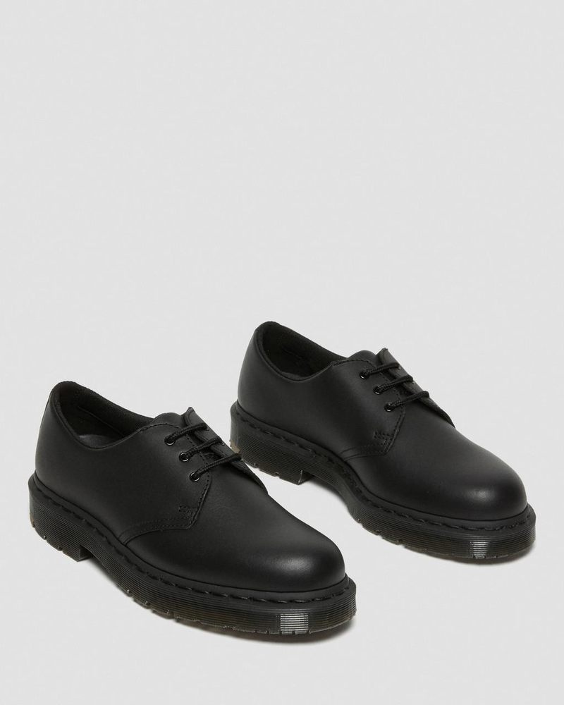 Black Dr Martens 1461 Mono Slip Resistant Oxford Shoes (Industrial Full Grain) Shoes | QN29-G4BH