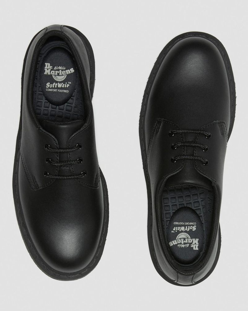 Black Dr Martens 1461 Mono Slip Resistant Oxford Shoes (Industrial Full Grain) Shoes | QN29-G4BH