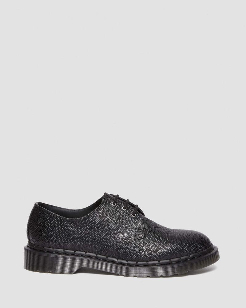 Black Dr Martens 1461 Pebble Grain Leather Oxford Shoes (Atlas Pebble Grain) Shoes | FK55-B9DO