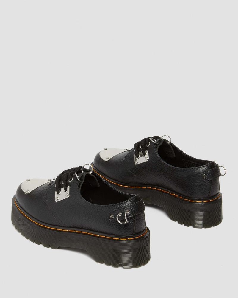 Black Dr Martens 1461 Piercing Milled Nappa Leather Platform Shoes (Milled Nappa) Platforms Shoes | FK55-L9UI