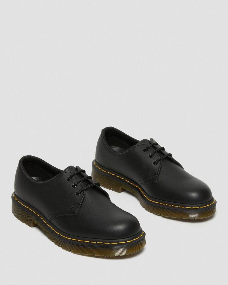 Black Dr Martens 1461 Slip Resistant Leather Oxford Shoes (Industrial Full Grain) Shoes | YX67-A9TD