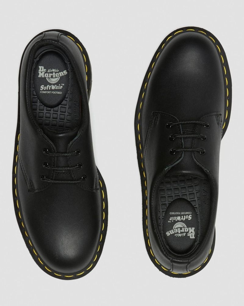 Black Dr Martens 1461 Slip Resistant Leather Oxford Shoes (Industrial Full Grain) Shoes | YX67-A9TD