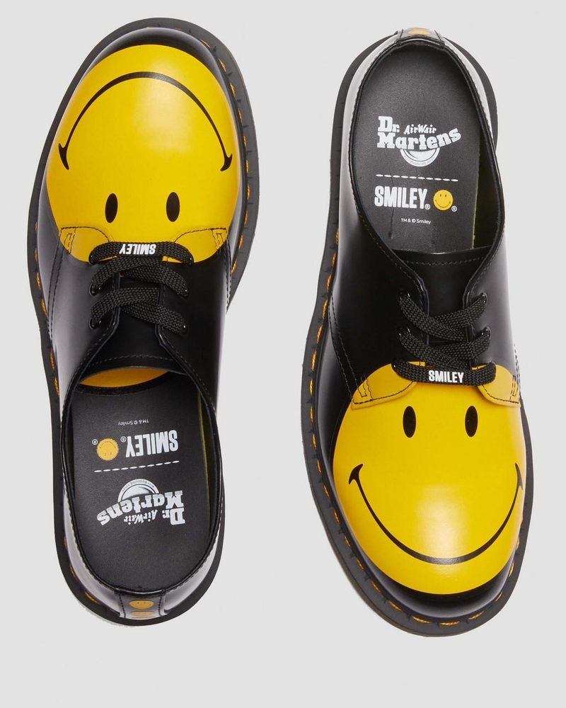 Black Dr Martens 1461 Smiley Smooth Leather Oxford Shoes (Smooth Leather) Shoes | ZY65-Z2RE