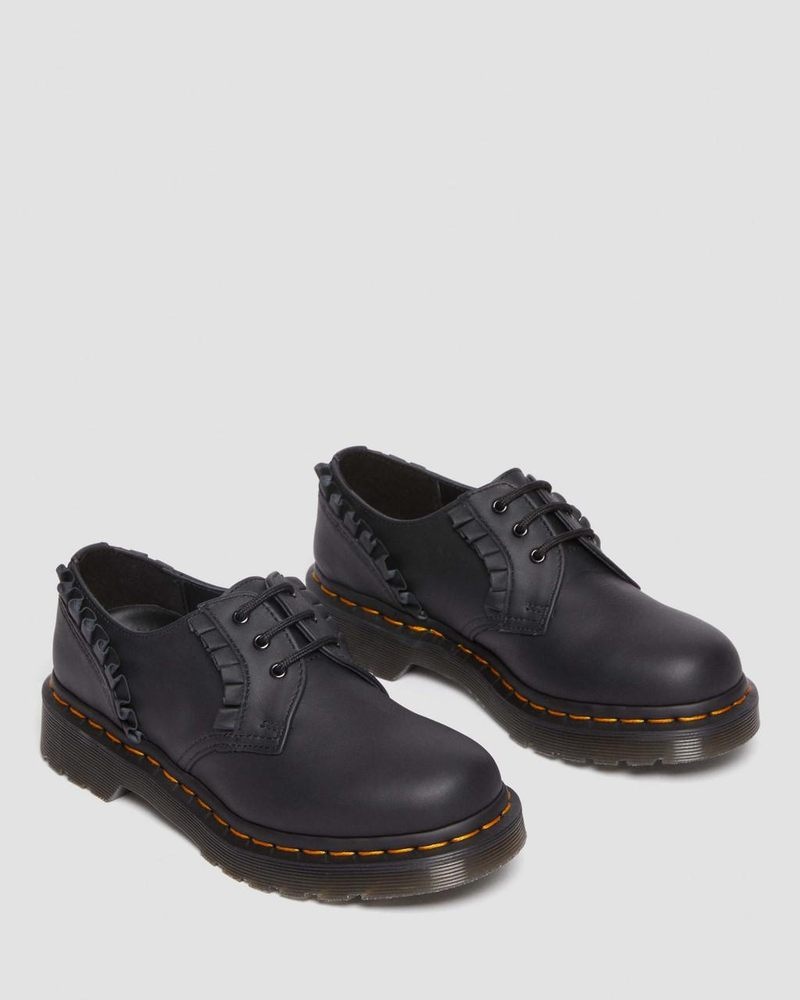 Black Dr Martens 1461 - Frill Nappa Leather Oxford Shoes (Nappa Leather) Shoes | KE02-K7RZ