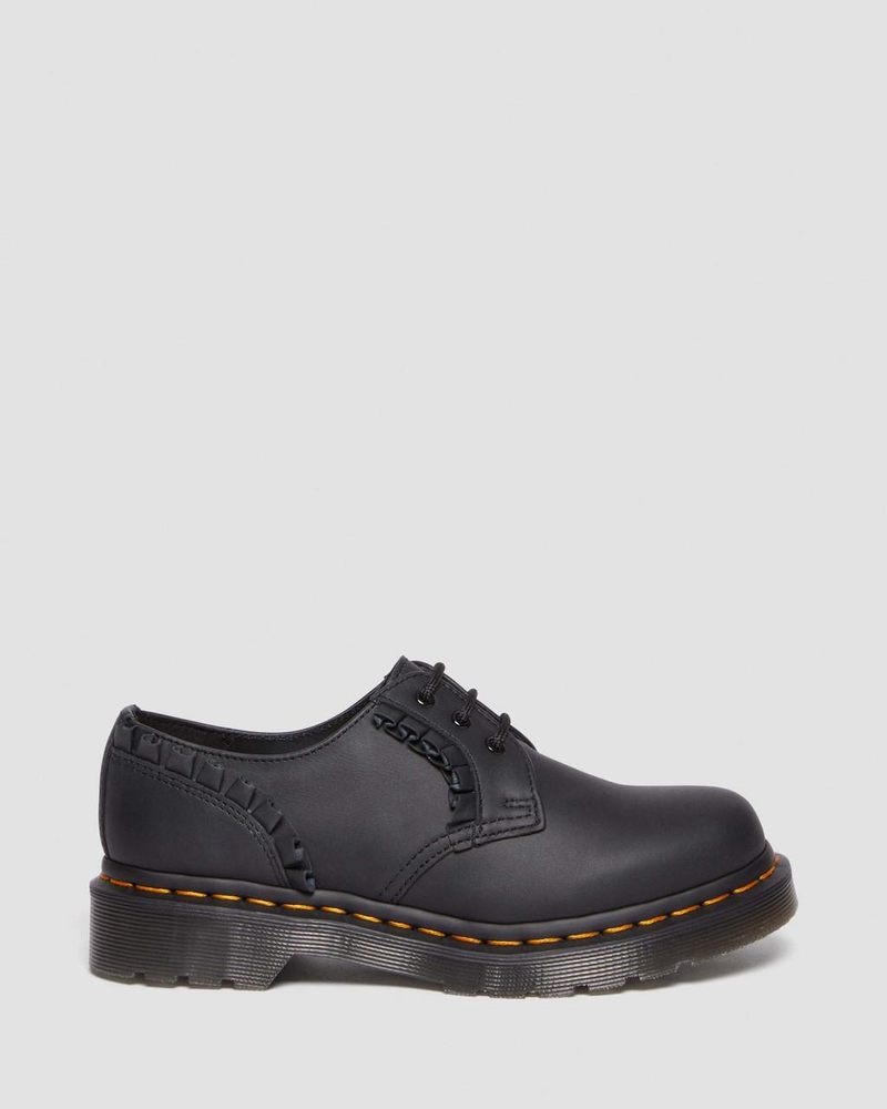 Black Dr Martens 1461 - Frill Nappa Leather Oxford Shoes (Nappa Leather) Shoes | KE02-K7RZ