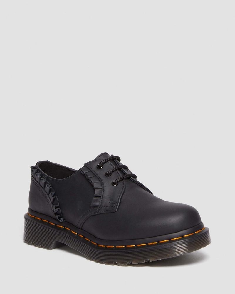 Black Dr Martens 1461 - Frill Nappa Leather Oxford Shoes (Nappa Leather) Shoes | KE02-K7RZ