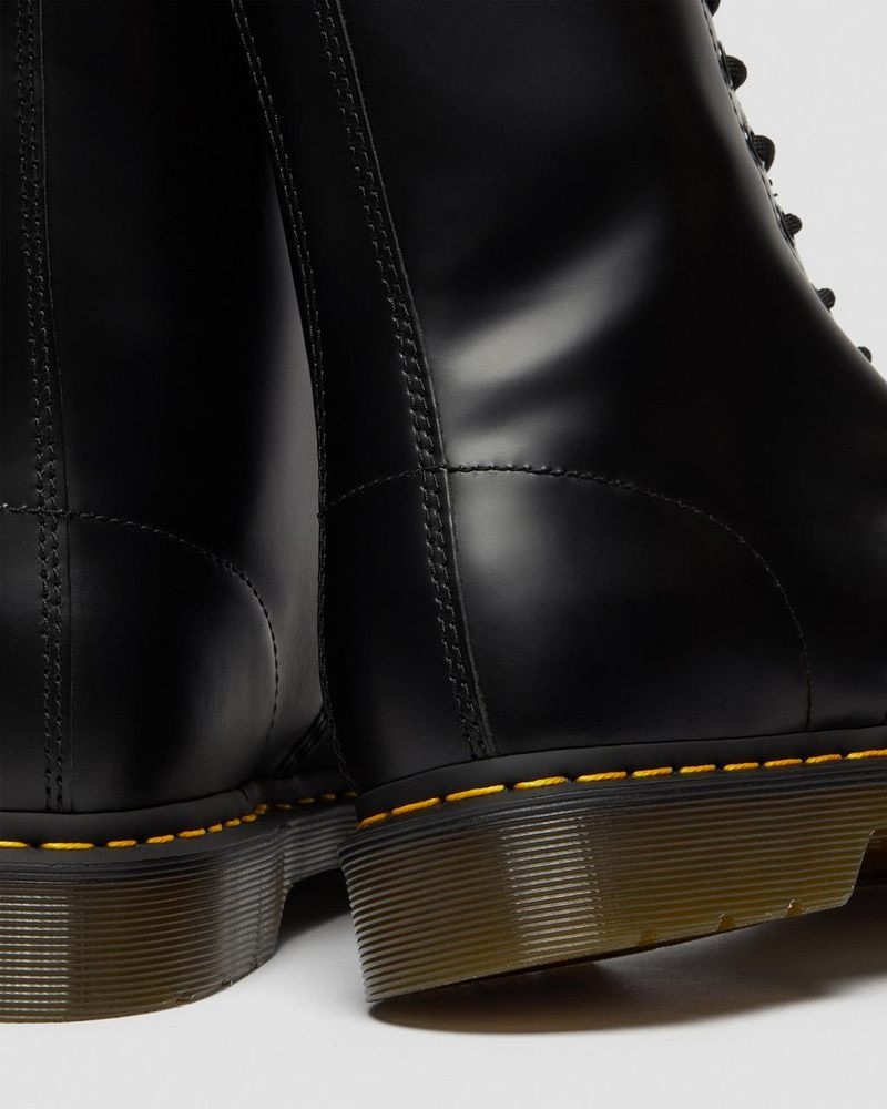 Black Dr Martens 1490 Smooth Leather Mid Calf Boots (Smooth Leather) Boots | XI29-E0LS