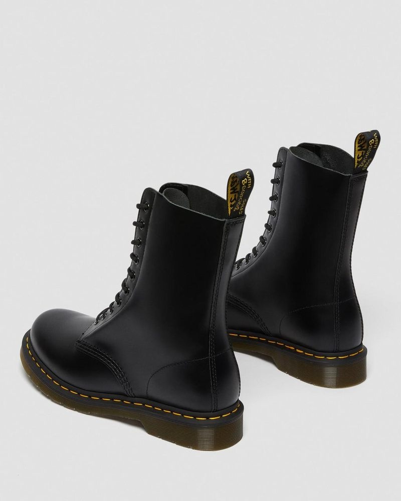 Black Dr Martens 1490 Smooth Leather Mid Calf Boots (Smooth Leather) Boots | XI29-E0LS