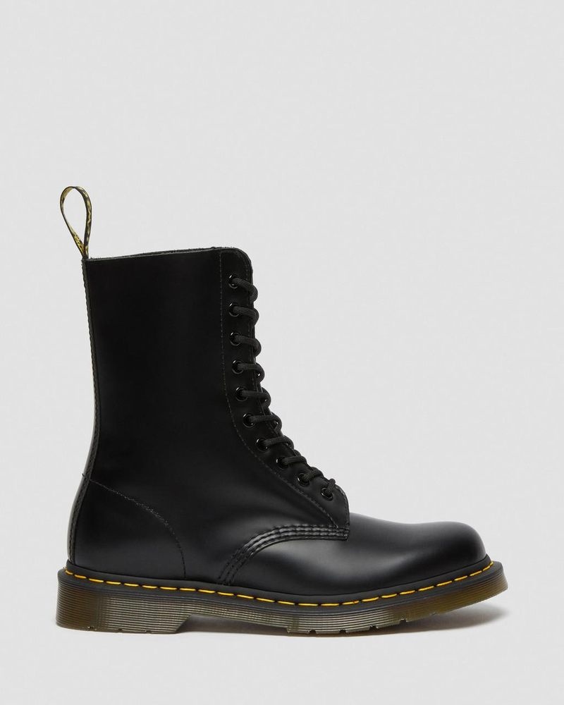 Black Dr Martens 1490 Smooth Leather Mid Calf Boots (Smooth Leather) Boots | XI29-E0LS