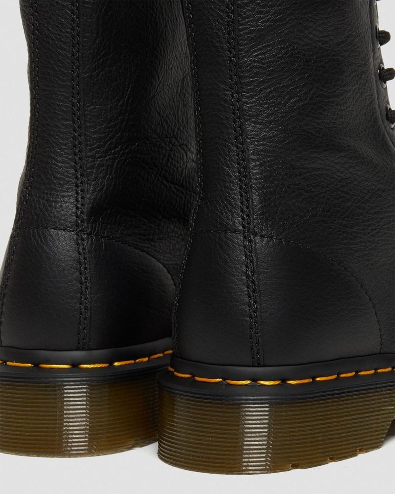 Black Dr Martens 1490 Virginia Leather Mid Calf Boots (Virginia) Boots | WQ80-Y5YU 