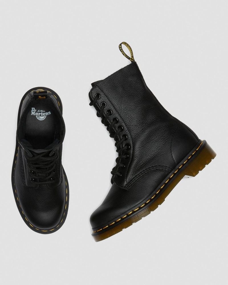 Black Dr Martens 1490 Virginia Leather Mid Calf Boots (Virginia) Boots | WQ80-Y5YU 