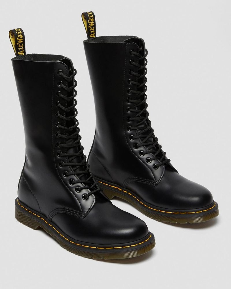 Black Dr Martens 1914 Smooth Leather Tall Boots (Smooth Leather) Boots | WA15-N6JL