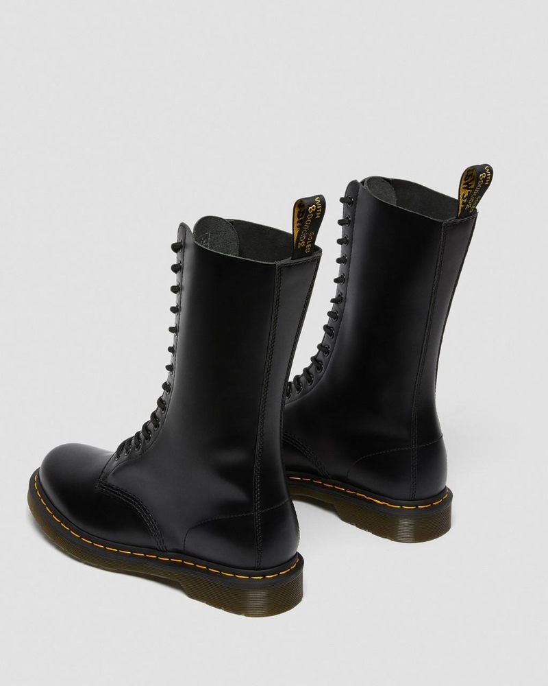 Black Dr Martens 1914 Smooth Leather Tall Boots (Smooth Leather) Boots | WA15-N6JL