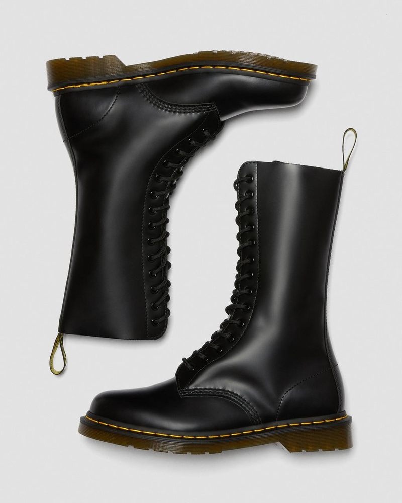 Black Dr Martens 1914 Smooth Leather Tall Boots (Smooth Leather) Boots | WA15-N6JL