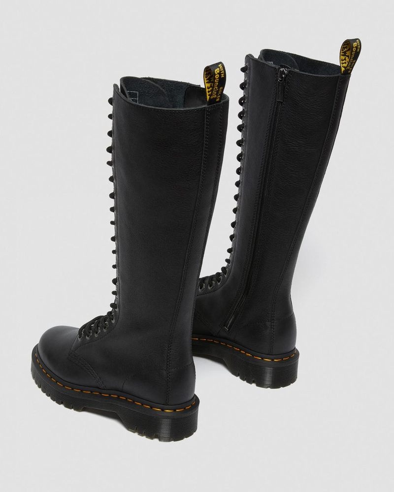 Black Dr Martens 1B60 Bex Pisa Leather Knee High Boots (Pisa) Platforms Boots | AT86-Z0FE