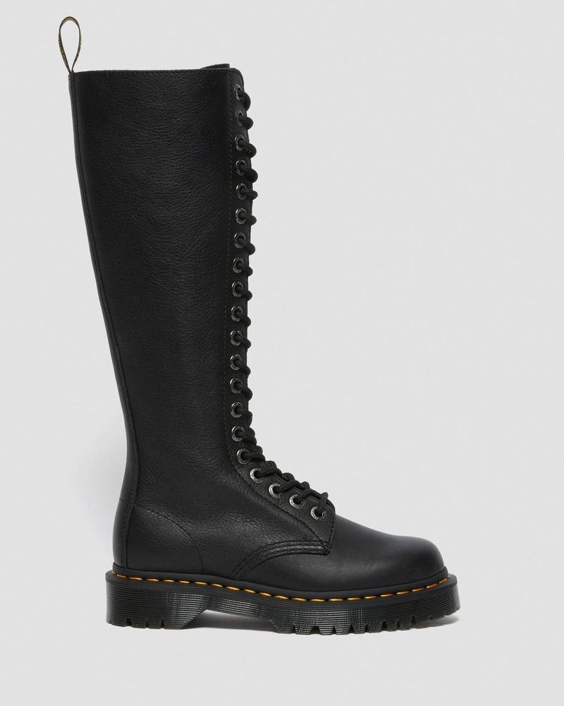 Black Dr Martens 1B60 Bex Pisa Leather Knee High Boots (Pisa) Platforms Boots | AT86-Z0FE