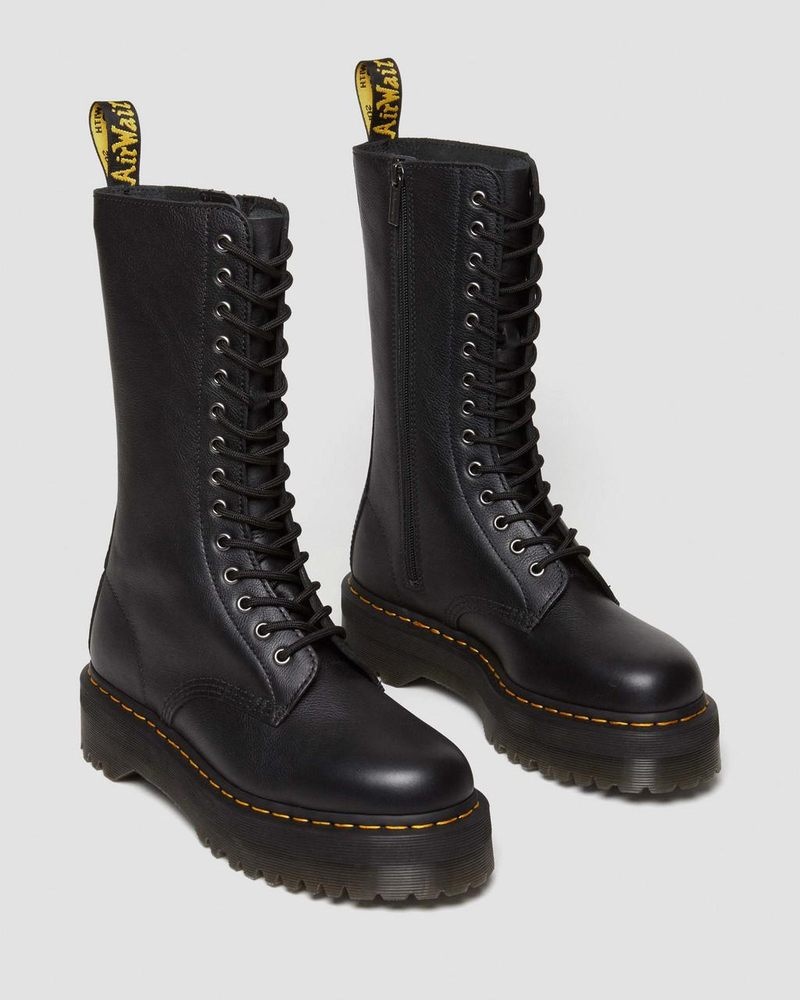 Black Dr Martens 1B99 Pisa Leather Mid Calf Lace Up Boots (Pisa) Platforms Boots | LF12-I5SV