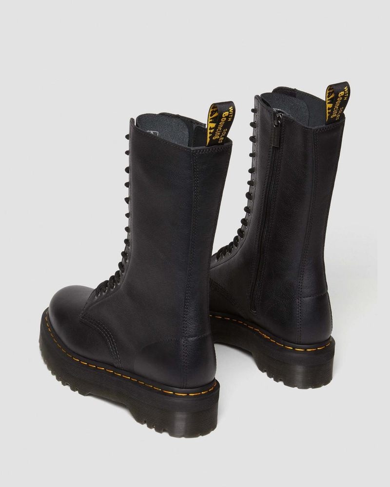 Black Dr Martens 1B99 Pisa Leather Mid Calf Lace Up Boots (Pisa) Platforms Boots | LF12-I5SV