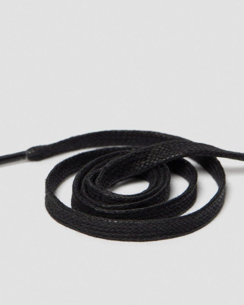 Black Dr Martens 26 Inch Waxed Flat Shoe Laces (3 Eye) (Tetoron) Shoe Laces | GK88-O8DQ