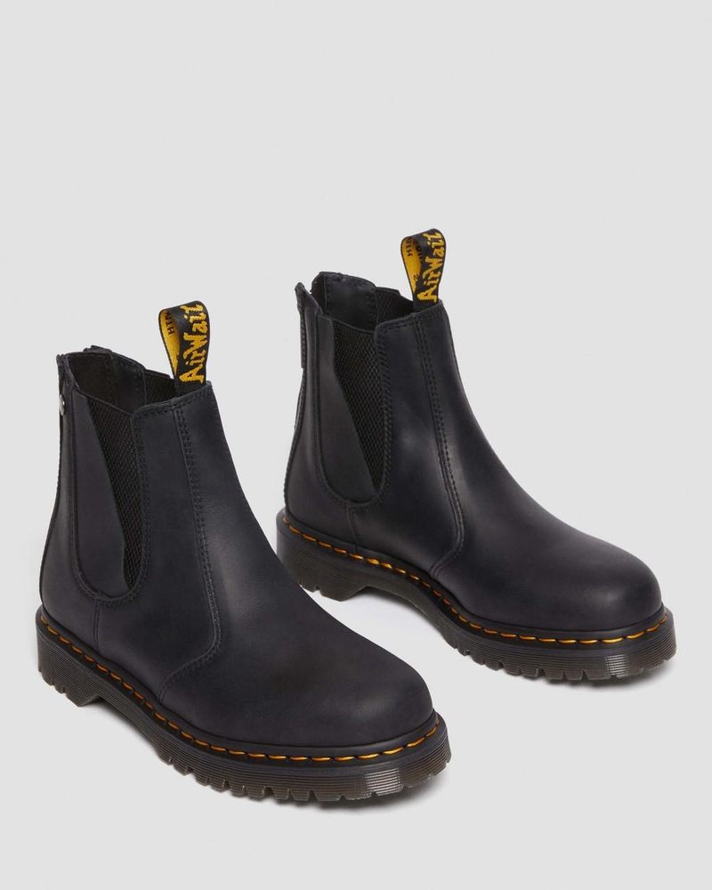 Black Dr Martens 2976 Alternative Full Grain Leather Chelsea Boots (Waxed Full Grain) Shoes | JA56-V8KV