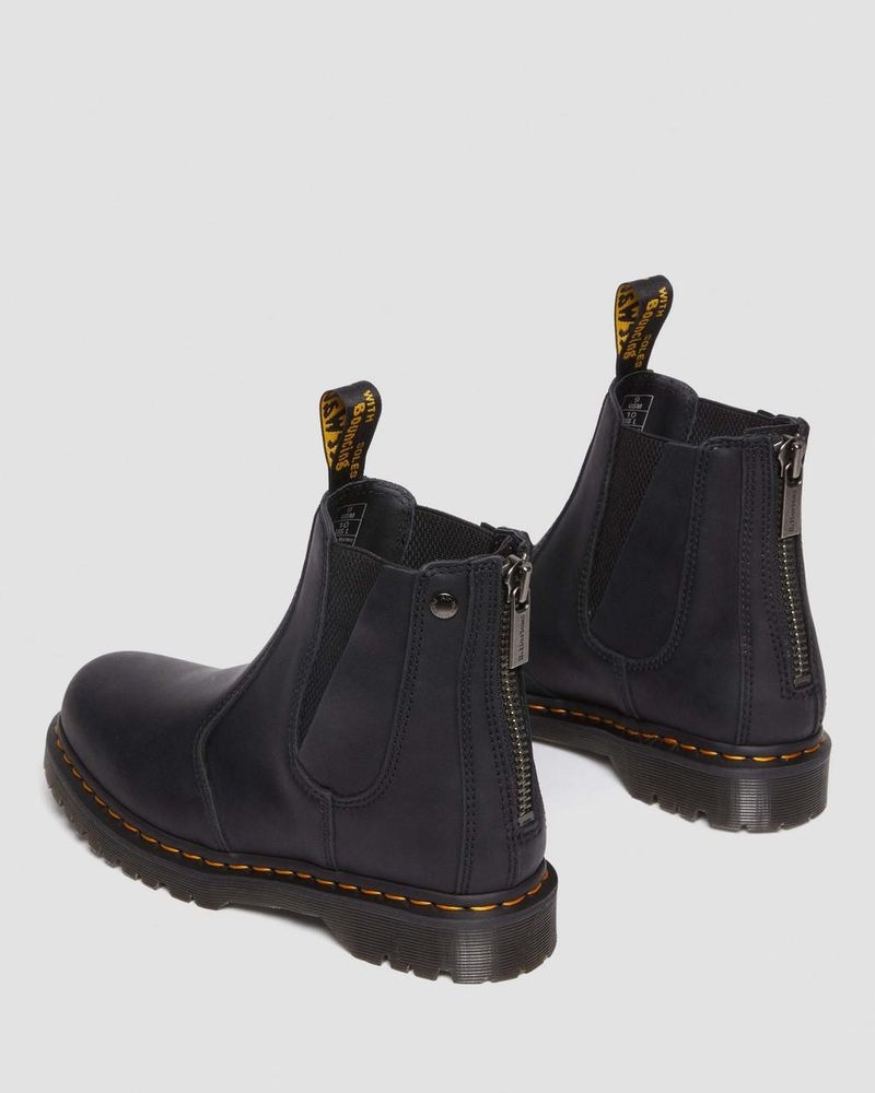 Black Dr Martens 2976 Alternative Full Grain Leather Chelsea Boots (Waxed Full Grain) Shoes | JA56-V8KV