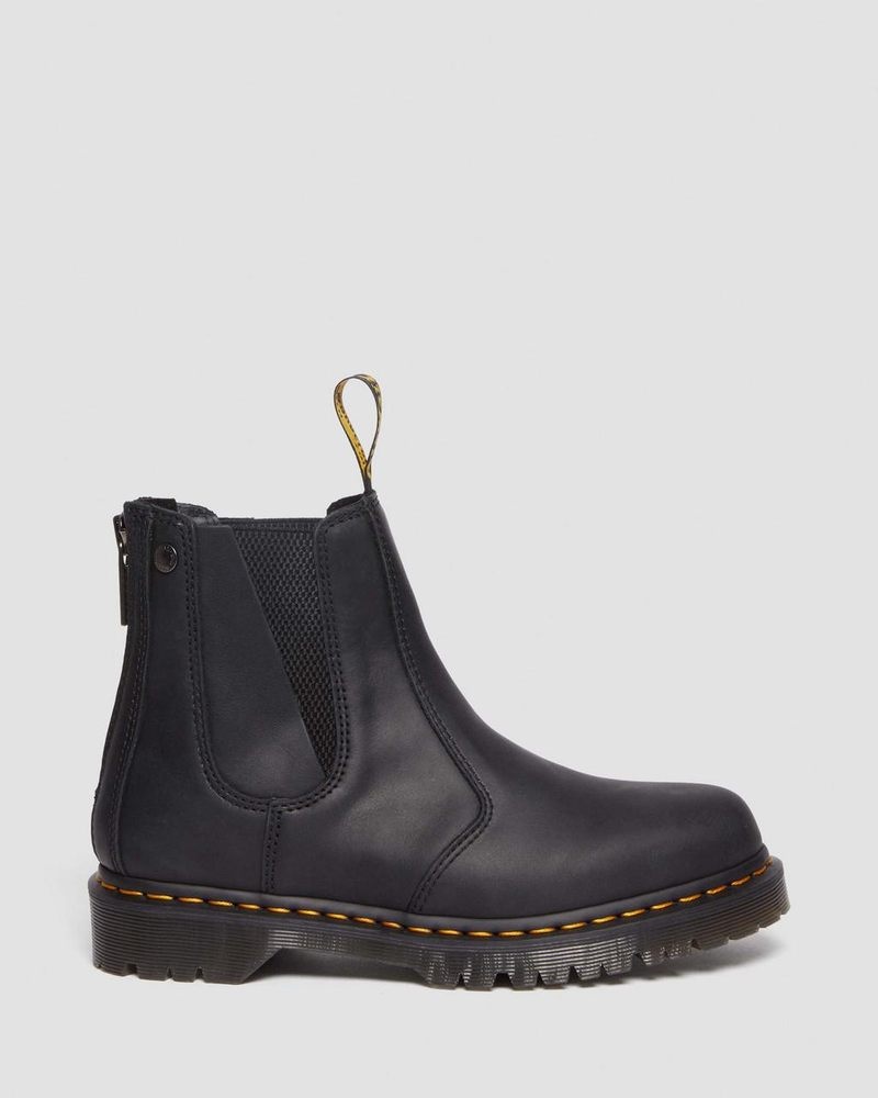 Black Dr Martens 2976 Alternative Full Grain Leather Chelsea Boots (Waxed Full Grain) Shoes | JA56-V8KV