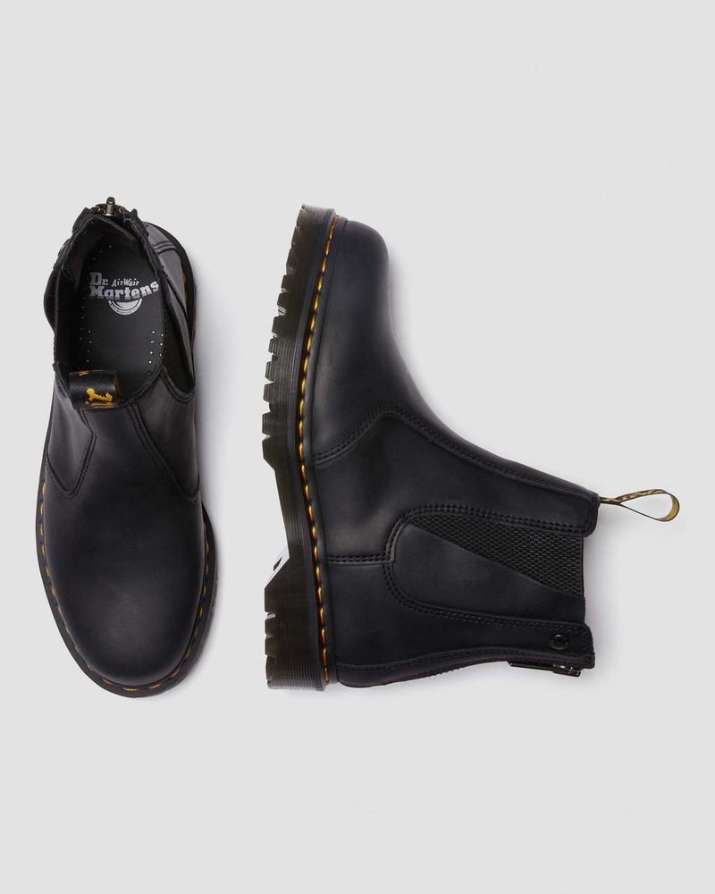 Black Dr Martens 2976 Alternative Full Grain Leather Chelsea Boots (Waxed Full Grain) Shoes | JA56-V8KV