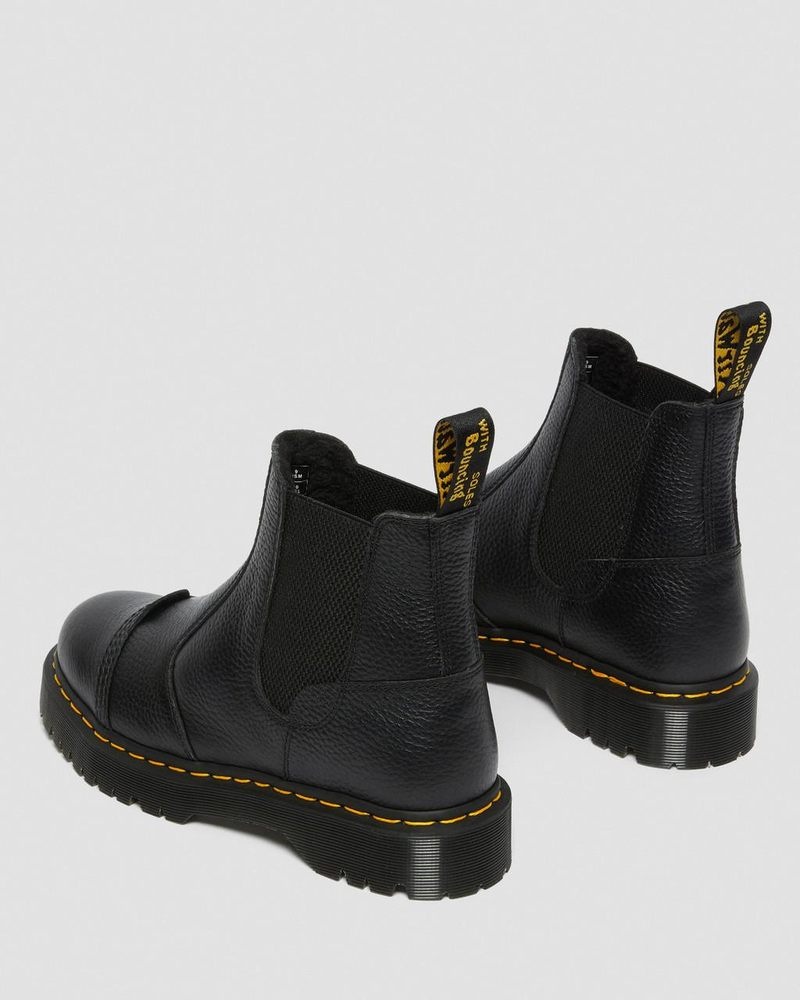 Black Dr Martens 2976 Bex Fleece-Lined Platform Chelsea Boots (Milled Nappa) Platforms Boots | JH98-M7RC