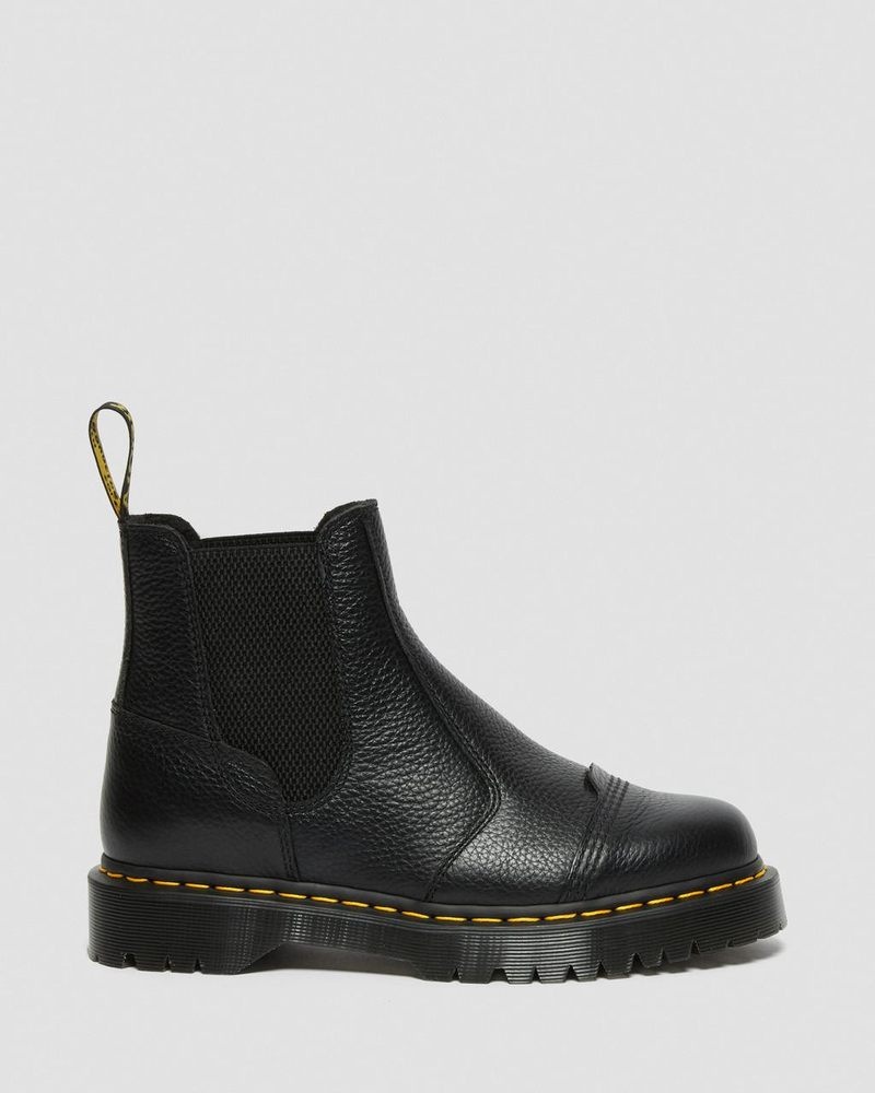 Black Dr Martens 2976 Bex Fleece-Lined Platform Chelsea Boots (Milled Nappa) Platforms Boots | JH98-M7RC