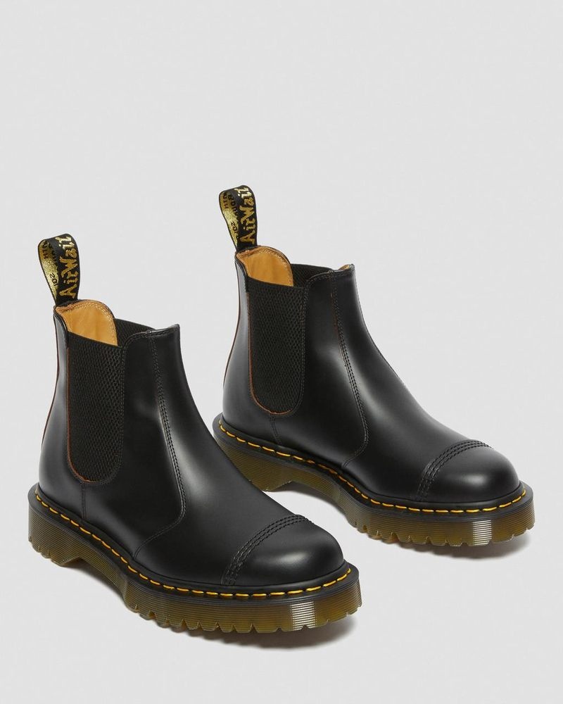 Black Dr Martens 2976 Bex Made in England Toe Cap Chelsea Boots (Quilon) Shoes | PX87-C7HN