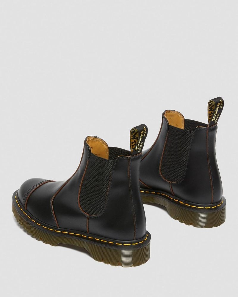 Black Dr Martens 2976 Bex Made in England Toe Cap Chelsea Boots (Quilon) Shoes | PX87-C7HN