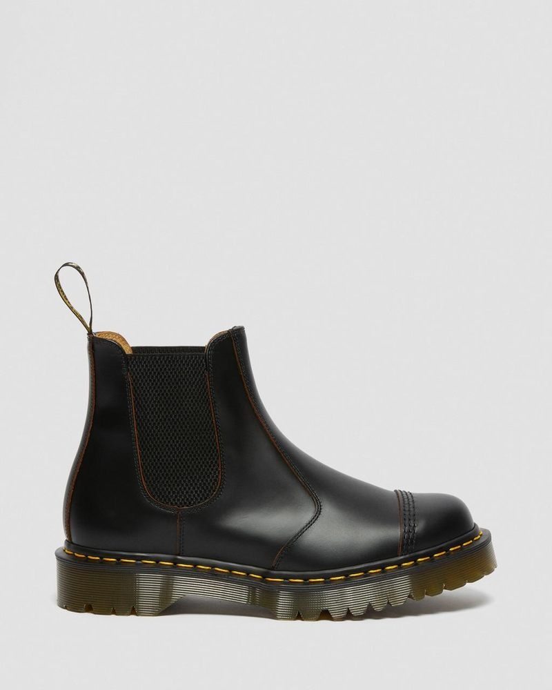 Black Dr Martens 2976 Bex Made in England Toe Cap Chelsea Boots (Quilon) Shoes | PX87-C7HN