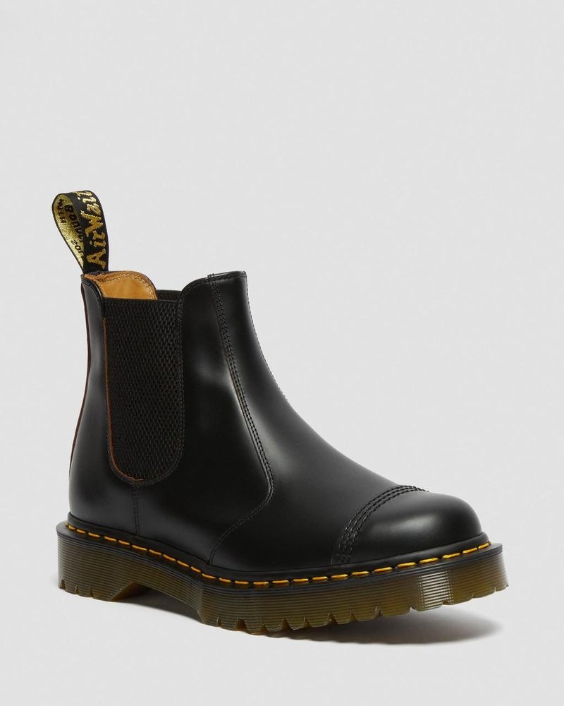 Black Dr Martens 2976 Bex Made in England Toe Cap Chelsea Boots (Quilon) Shoes | PX87-C7HN