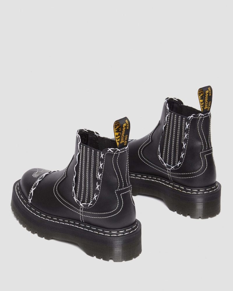 Black Dr Martens 2976 Gothic Americana Leather Platform Chelsea Boots (Wanama) Platforms Boots | ZD54-B4TV