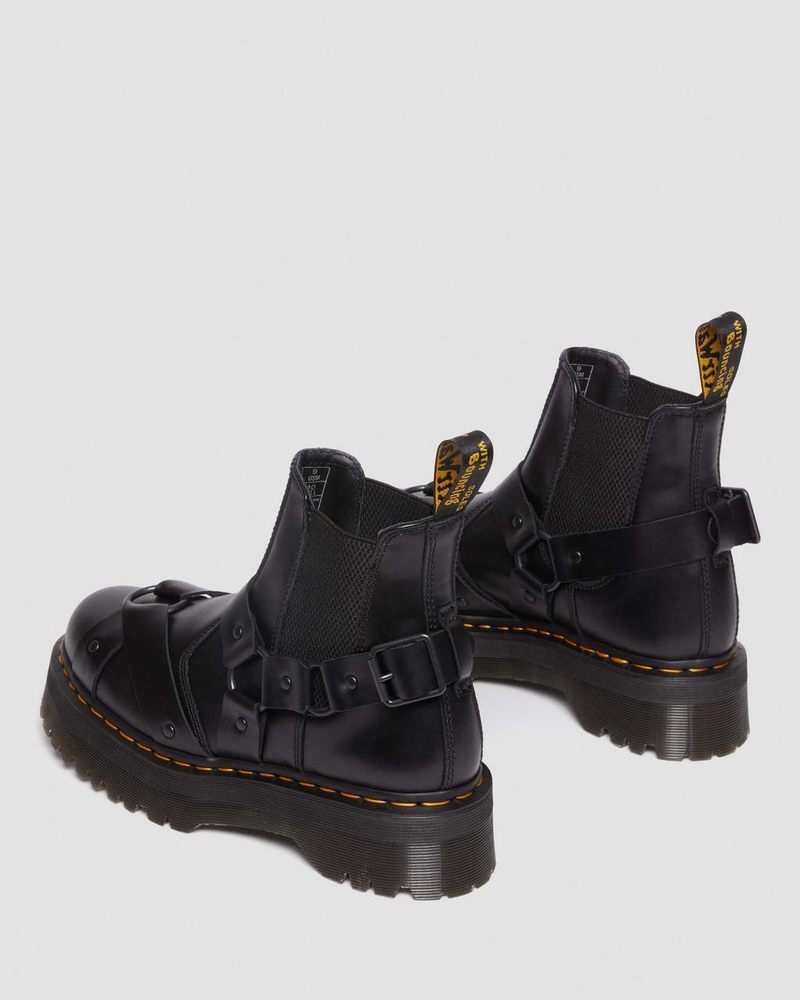 Black Dr Martens 2976 Harness Leather Platform Chelsea Boots (Paris) Boots | SG45-W6NA