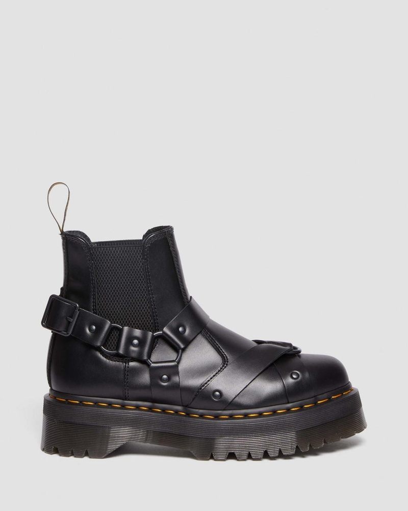 Black Dr Martens 2976 Harness Leather Platform Chelsea Boots (Paris) Boots | SG45-W6NA