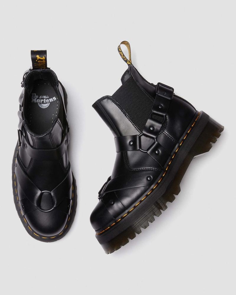 Black Dr Martens 2976 Harness Leather Platform Chelsea Boots (Paris) Boots | SG45-W6NA